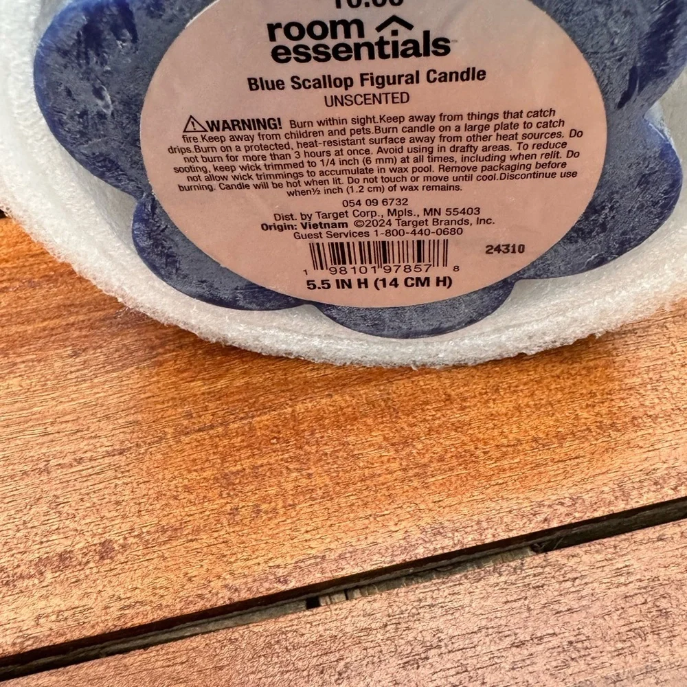 2 Pc Blue Scallop Figural Candle - Room Essentials